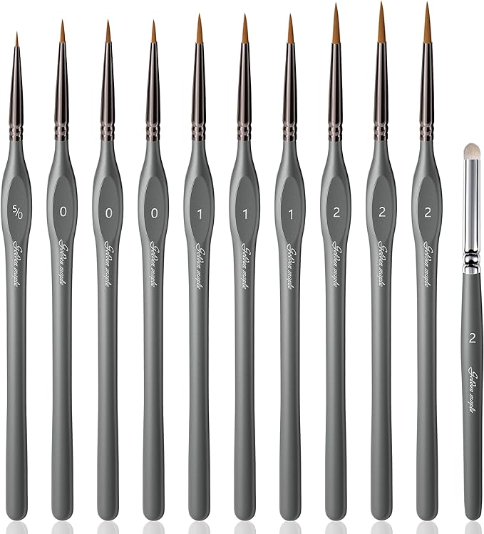 Golden Maple Miniature Paint Brushes Drybrush-10pcs Model Detail Paint Brush Set by goldenmaple