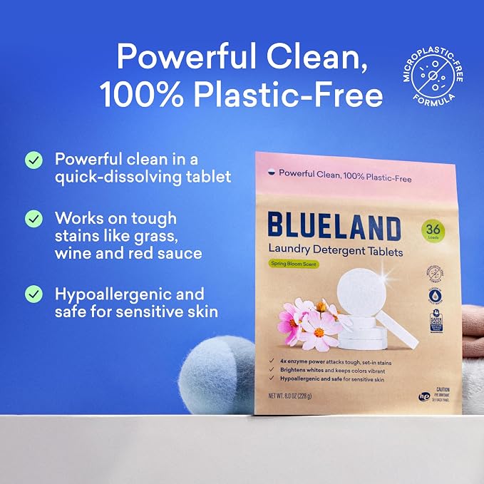 BLUELAND Laundry Detergent Tablets, Spring Bloom Scent, Plastic-Free - Image 2