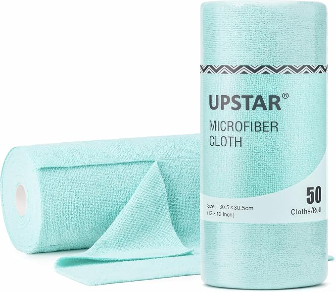 UPSTAR Microfiber Cleaning Cloth, Reusable Paper Towels Rolls, 50 Packs 12x12 by UPSTAR
