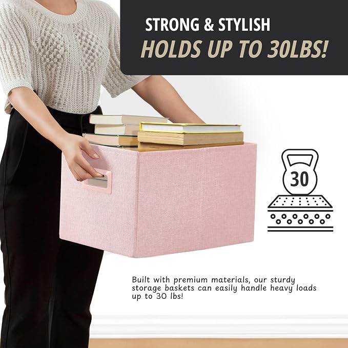 DECOMOMO Storage Bins for Shelves Robust Fabric Closet Bins for Shelves Toy - Image 4