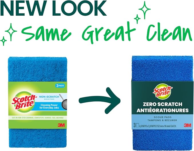 Scotch-Brite® Zero Scratch Scour Pad, 3 Scrubbing Pads, Non-Scratch Scouring - Image 2