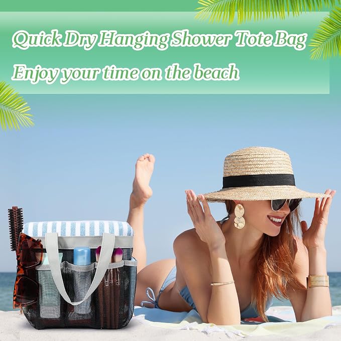 Hillban 4 Pcs Mesh Shower Caddy Portable Large Quick Dry Shower Caddy Basket - Image 4