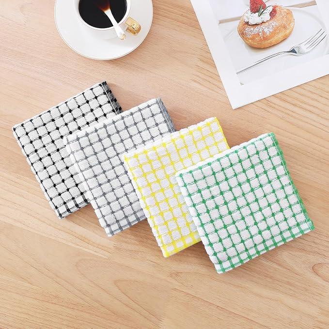Kitinjoy Cotton 16 Pack Kitchen Towels and Dishcloths Sets, 16 x 25 Inch & 12 X - Image 7