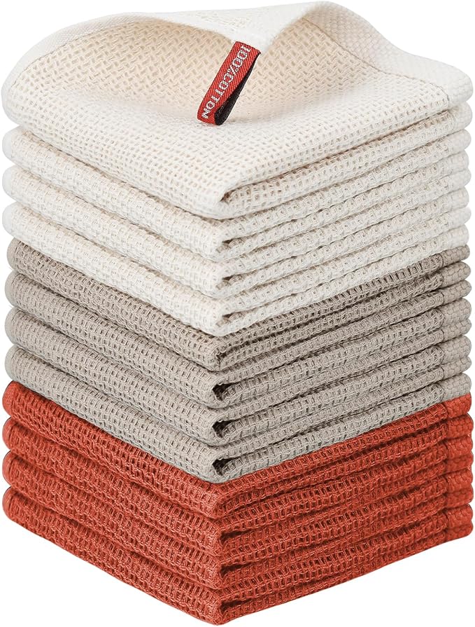 Niallant 12 Pack Cotton Waffle Weave Dish Towels, Soft & Absorbent Kitchen Dish by Nialnant