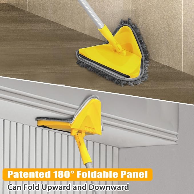 JEHONN Wall Mop with Long Handle 80 Inches, Upgraded 180° Collapsible Baseboard - Image 2
