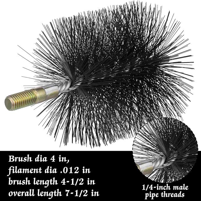 RattanView 4 Inch Double Spiral Flue Brush Round Chimney Cleaning Brush - Image 2