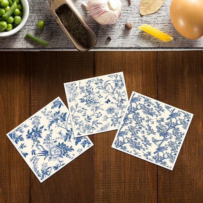 Blue Floral Swedish Dishcloths for Kitchen, 6 Pack Blue Whihe Floral Swedish - Image 5