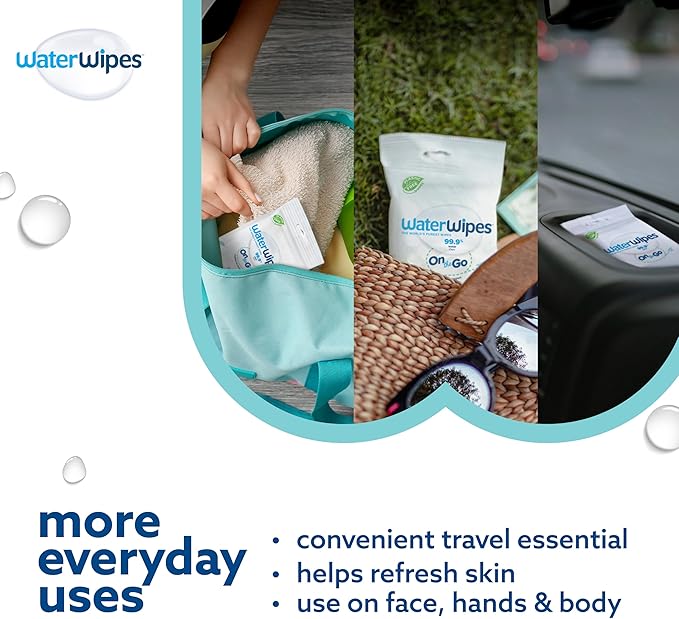 WaterWipes Sensitive+ On The Go Wipes, 3-In-1 Cleans, 99.9% Water, Unscented & - Image 6