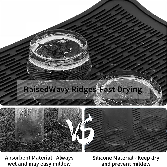 ZLR Silicone Dish Drying Mat for Kitchen Counter, Eco-Friendly Fast Dry Dish Mat - Image 2