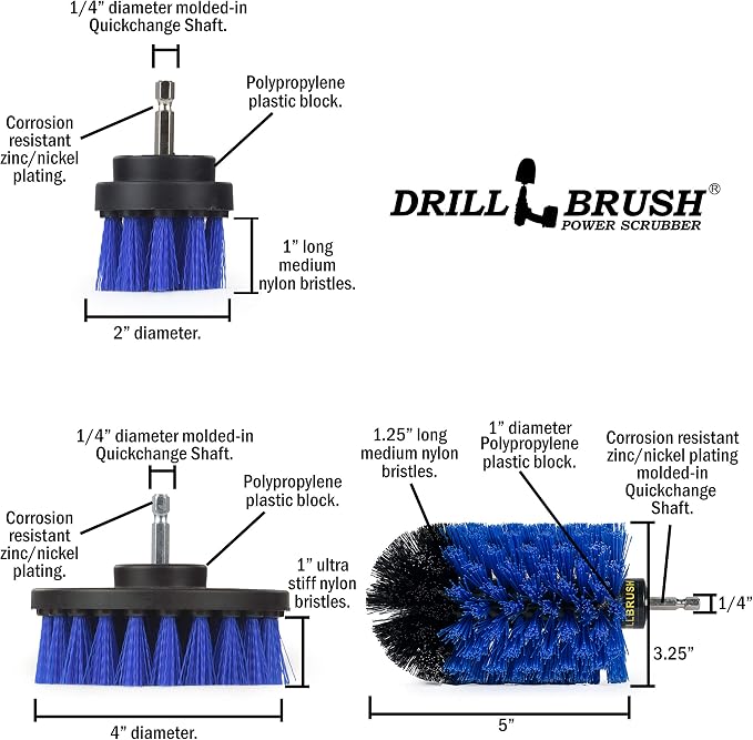 Blue Medium Stiffness Boat Brush Cleaning Set - Image 5
