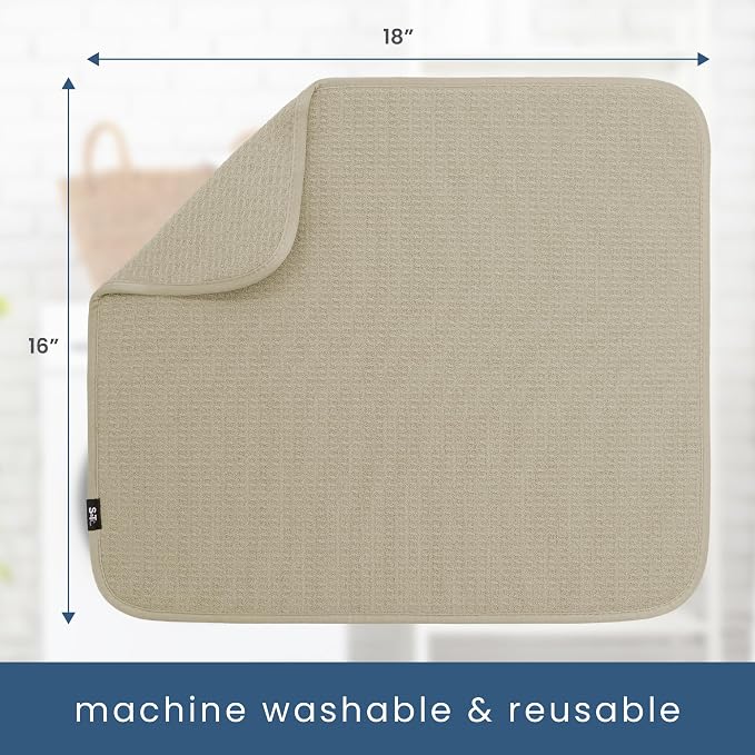 S&T INC. Dish Drying Mat, 16” x 18”, Absorbent Microfiber Kitchen Counter Mat - Image 6