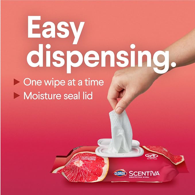Clorox Scentiva Disinfecting Wipes, Grapefruit and Orange Blossom, 75 Ct. - Image 5