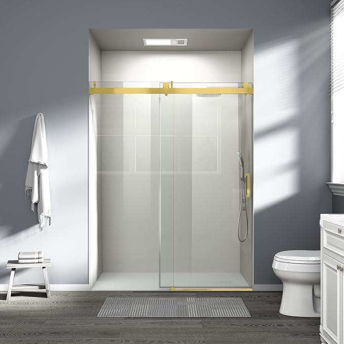 Abruzzo 56"-60" x76" Frameless Shower Door Gold by ABRUZZO