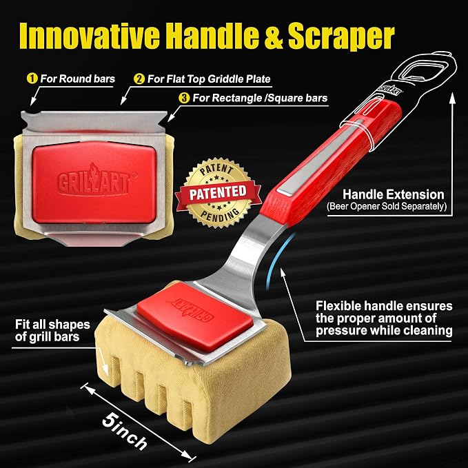 GRILLART Grill Brush Bristle Free, Replaceable BBQ Cleaning Pad, Safe - Image 4