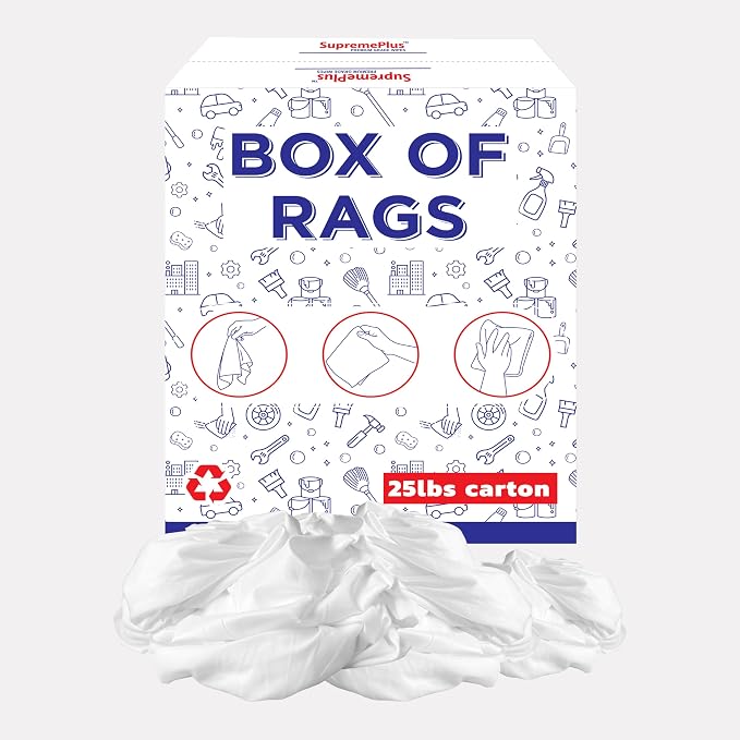 Recycled White Sheeting Cleaning Rags – Lint Free White Cotton Cloths by SupremePlus