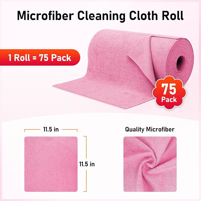 HOMERHYME Microfiber Cleaning Cloth Roll, 75 Pack Tear Away Microfiber Towel - Image 2