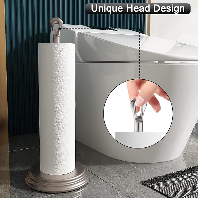 Toilet Paper Holder with Rustproof, Metal Free Standing Toilet Paper Stand - Image 6