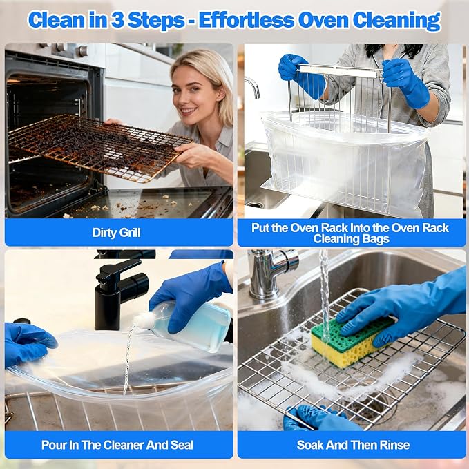 Palksky Oven Rack Cleaning Bags, 31.4''*39.3'' Heavy Duty No Scrub Oven Rack - Image 4
