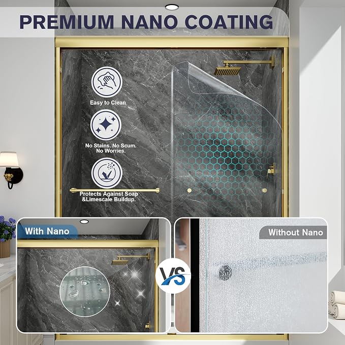 Double Sliding Shower Door, 1/4'' Clear SGCC Tempered Glass - Image 2