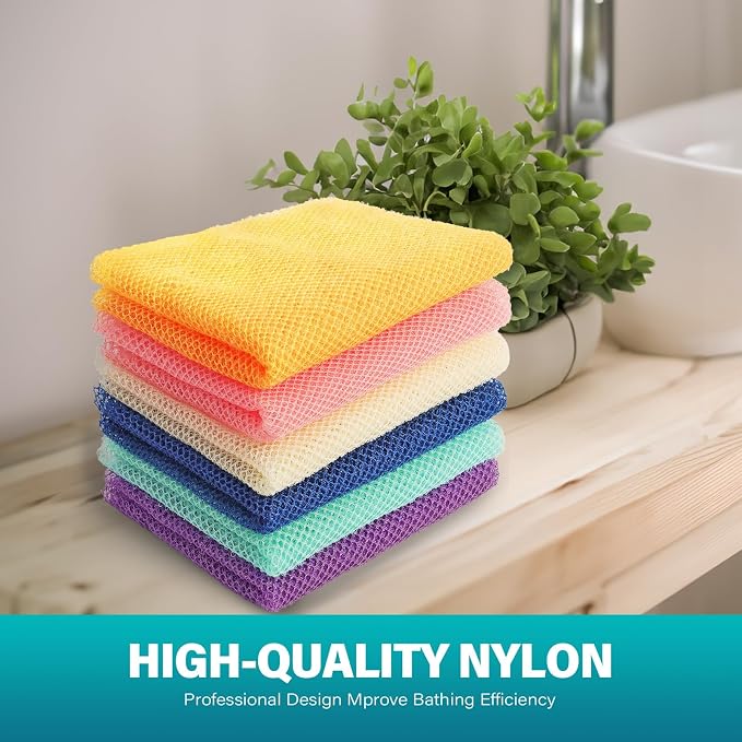 UJFQBH 6 Pieces African Net Sponge Long Bath Sponge Exfoliating Shower Body - Image 6