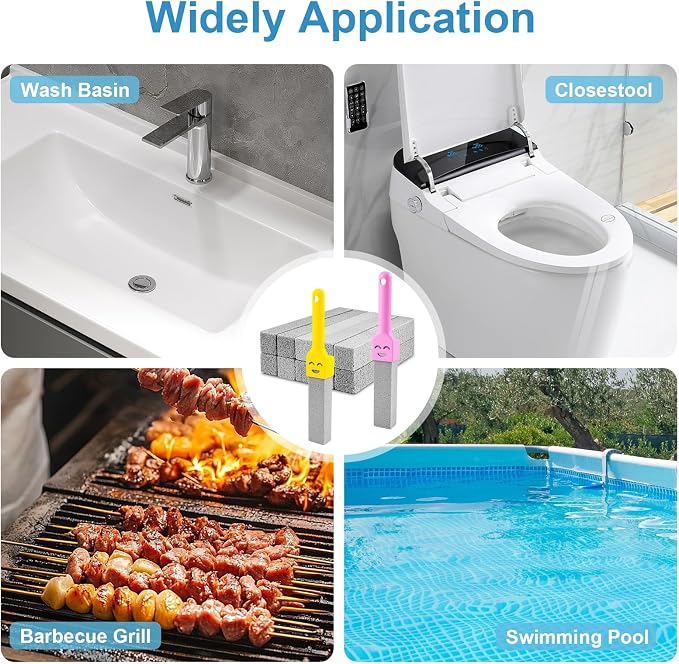 10 Pack Pumice Stone with 2 Handles, Toilet Bowl Cleaner Ring Remover, Pumice - Image 5