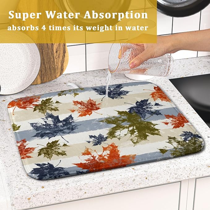 Autumn Colorful Maple Leaves Dish Drying Mat - Image 7