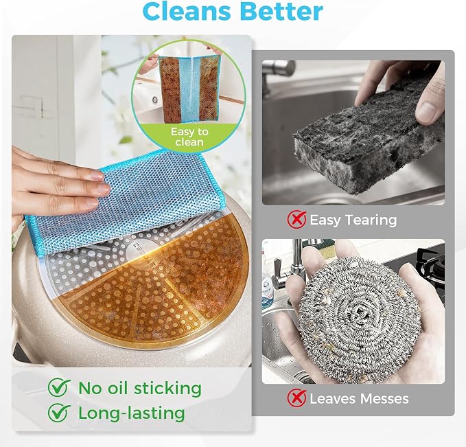 AIDEA Non Scratch Wire Dishcloth 24PK, Upgraded Wire Dishwashing Rag - Image 5
