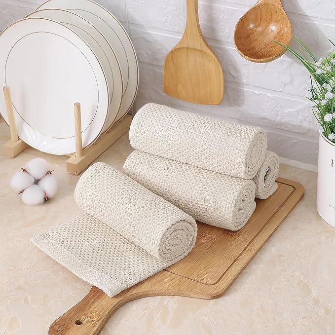 Kitinjoy 100% Cotton Waffle Weave Kitchen Hand Towels - Image 7