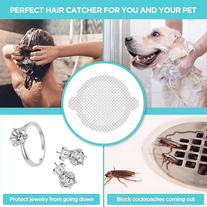 25 Pack Disposable Shower Drain Hair Catcher Mesh Stickers - Image 3