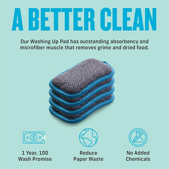 E-Cloth Washing Up Pad, Premium Microfiber Non-Scratch Kitchen Dish Scrubber - Image 4