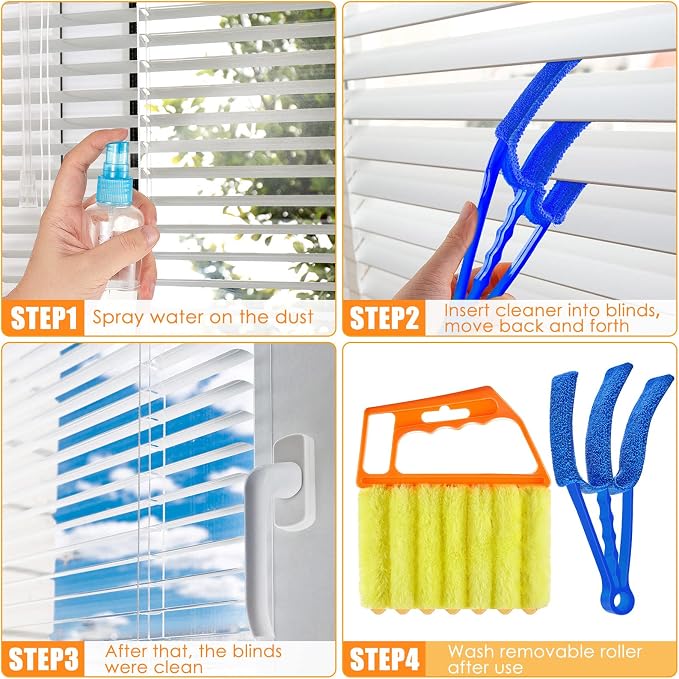 4 Pcs Window Venetian Blind Cleaner Duster Tool 7 Finger Blind Rush and Shutter - Image 6
