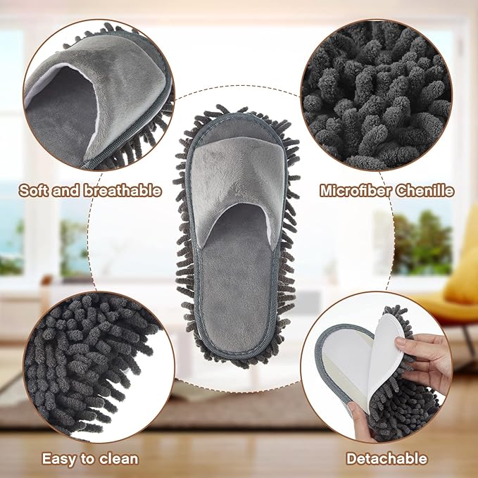 Jecery 2 Pairs Microfiber Cleaning Mop Slippers - Image 3