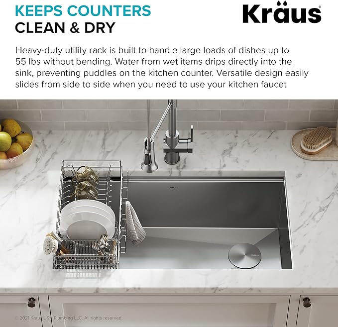 Kraus Workstation Kitchen Sink Dish Drying Rack Drainer and Utensil Holder - Image 5
