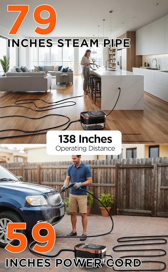 Steam Cleaner, 4 Bar High Pressure Steamer, 15s Fast Heat-Up, 6 Level - Image 5