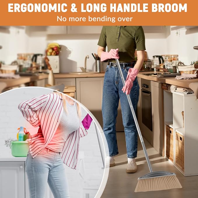 VOOWO Broom with Dustpan Combo Set, Heavy Duty Dust Pan with Long Handle - Image 5