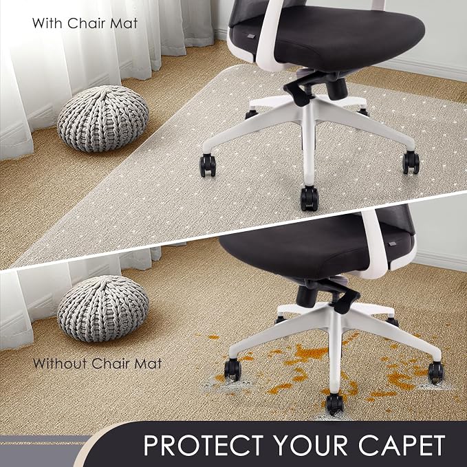 Kuyal Office Chair Mat for Carpet, 2 Pack 48x 60 Clear Heavy Duty Computer - Image 3