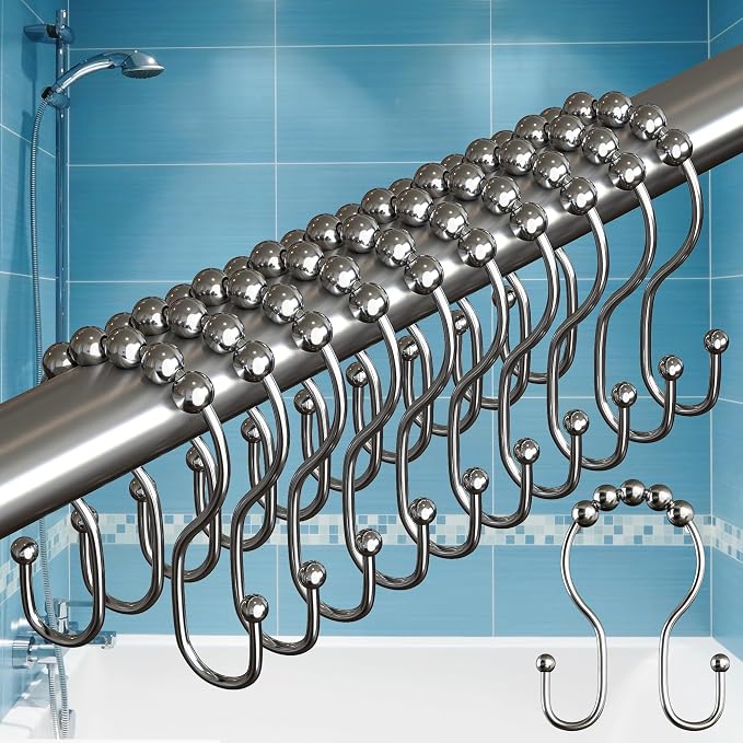 BigFoot Shower Curtain Hooks, Stainless Steel, Rust Resistant, Easy by BigFoot