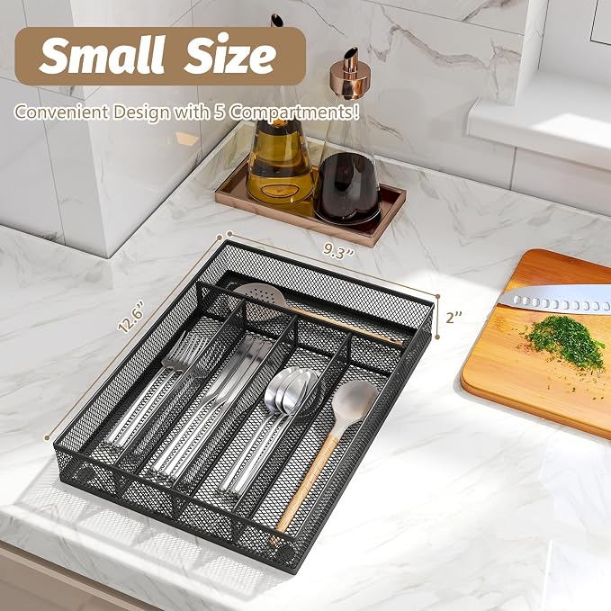 Silverware Organizer Metal Mesh, Small Drawer Organizer, Utensil Cutlery Tray - Image 2