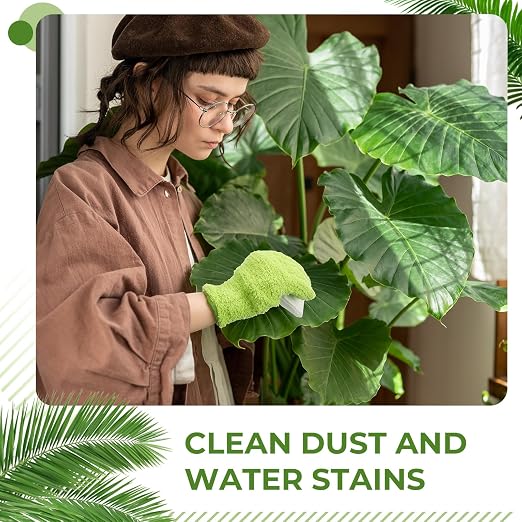 Nuanchu 8 Pack Plants Cleaning Wipes and 1 Pair Microfiber Dusting Gloves Based - Image 5