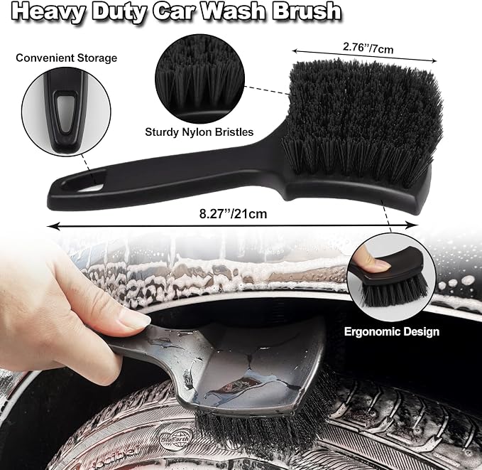 7Pcs Car Wheel Brush kit, Tire Brush, Wheel Cleaner Brush, Soft-bristled Rim - Image 4