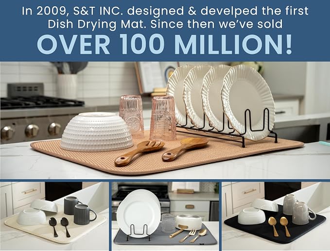 S&T INC. Dish Drying Mat, 16” x 18”, Absorbent Microfiber Kitchen Counter Mat - Image 6