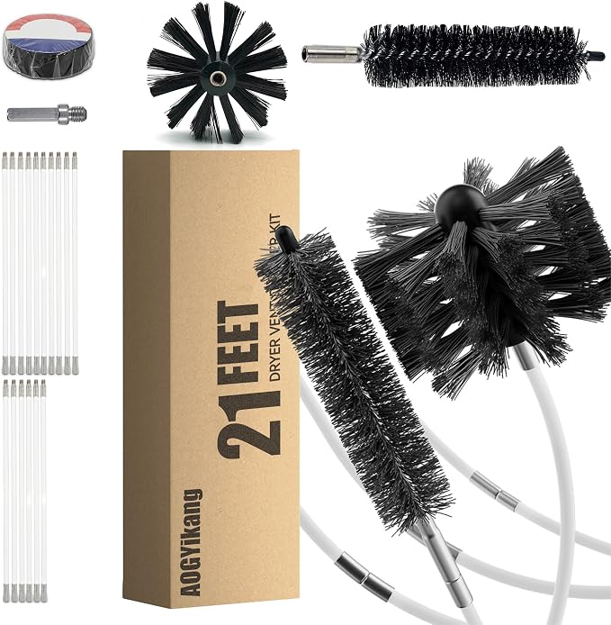 21 Feet Dryer Vent Cleaning Brush Kit, fireplaces, Ventilation ducts by AOGYikang
