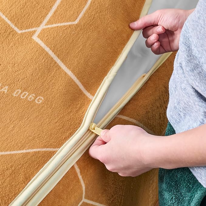 ZippySack Twin Bed Zip-Up Bedding – Super Soft Fleece Fitted Blanket with Side Pocket & Durable Zipper – Easy Bed-Making for Kids (Jurassic)