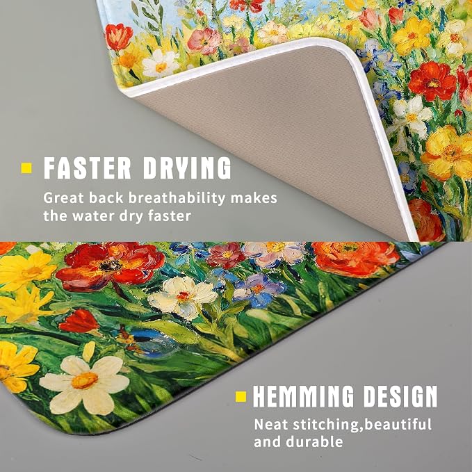 Spring Summer Floral Dish Drying Mat - Image 3