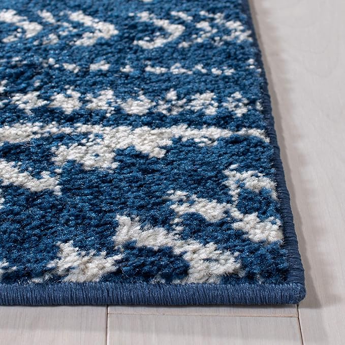 SAFAVIEH Tulum Collection Runner Rug - 2' x 21', Navy & Ivory, Moroccan Boho Tribal Design, Non-Shedding & Easy to Clean, Ideal for Living Room, Hallway, Foyer, Bedroom (TUL272N)