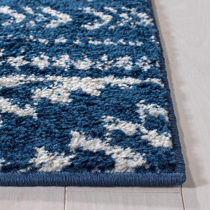 SAFAVIEH Tulum Collection Runner Rug - 2' x 21', Navy & Ivory, Moroccan Boho Tribal Design, Non-Shedding & Easy to Clean, Ideal for Living Room, Hallway, Foyer, Bedroom (TUL272N)