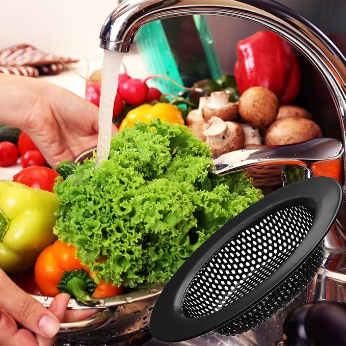 2 Pcs Black Stainless Steel Mesh Sink Drain Strainer, 2.75" Top/1.66" Kitchen - Image 3