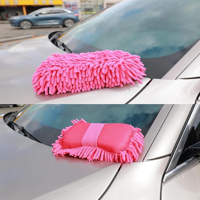 Microfiber Car Wash Sponge-Non-Scratch Wash Mitt-Two Sided Chenille Microfiber - Image 4
