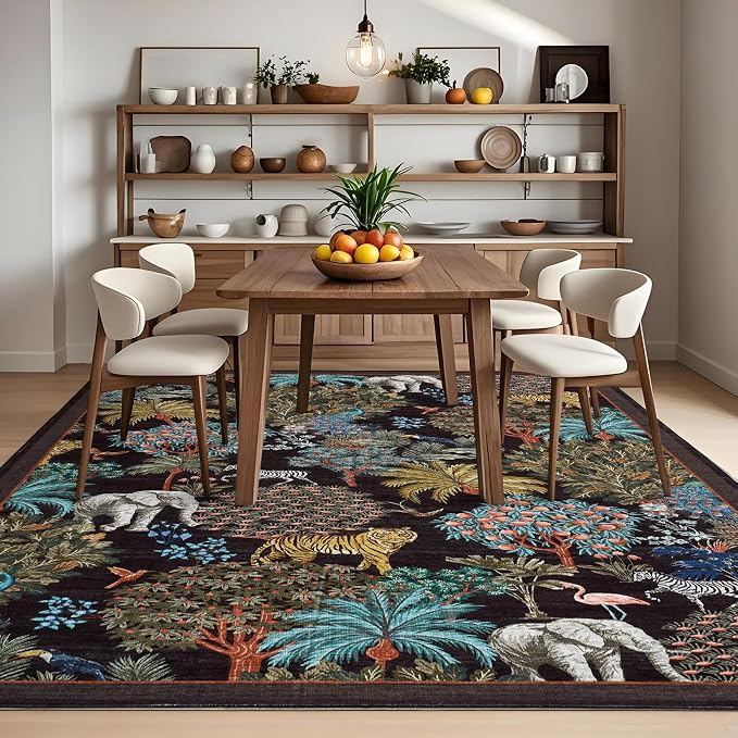 GarveeHome Jungle Animal Print Rug 6x9 Washable Area Rugs - Image 8