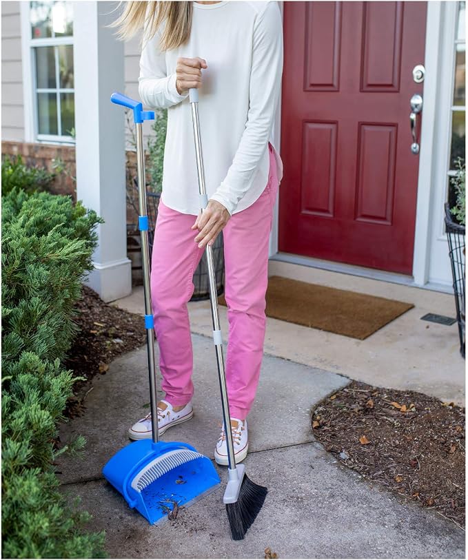 BristleComb Outdoor Broom & Dustpan Set Upright, Long Handle, Self-Cleaning - Image 5